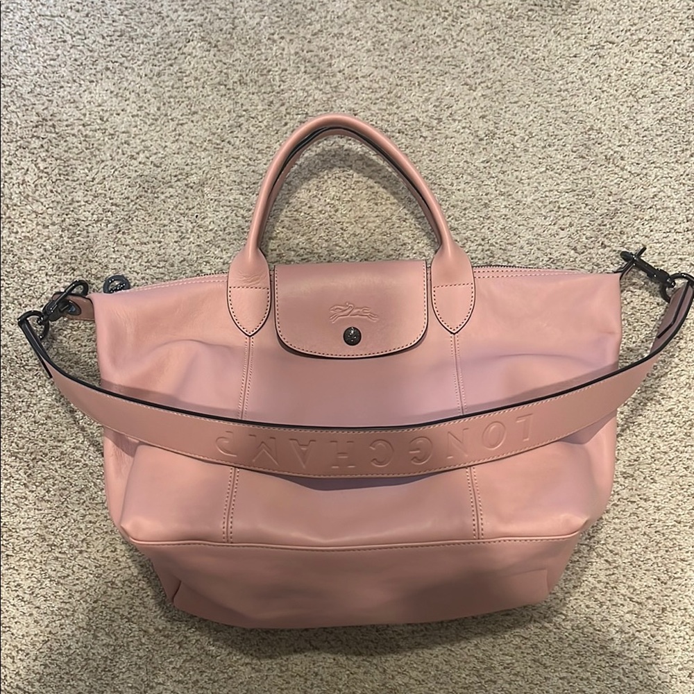 Longchamp pink leather crossbody